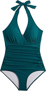 Women’s Halter Backless Tummy Control High Waisted Swimsuit