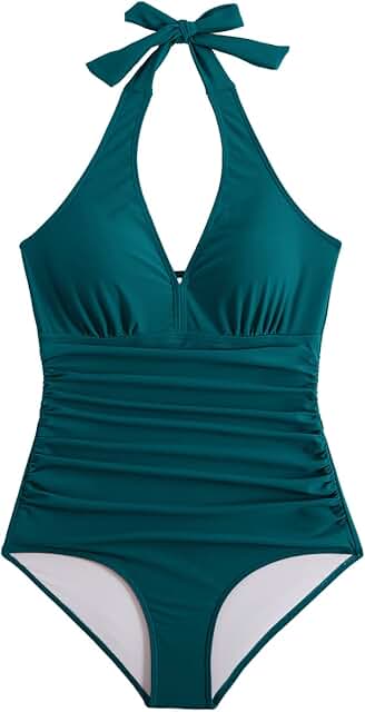 Women’s Halter Backless Tummy Control High Waisted Swimsuit