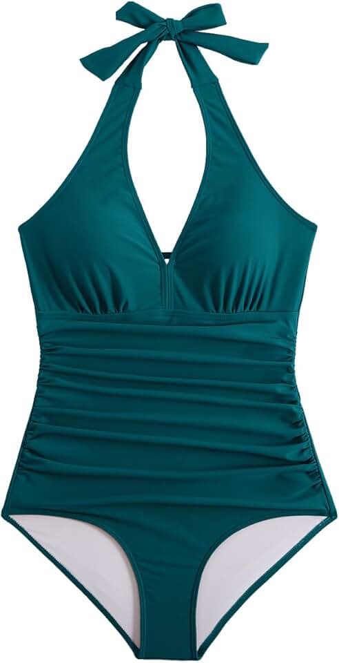 Women’s Halter Backless Tummy Control High Waisted Swimsuit