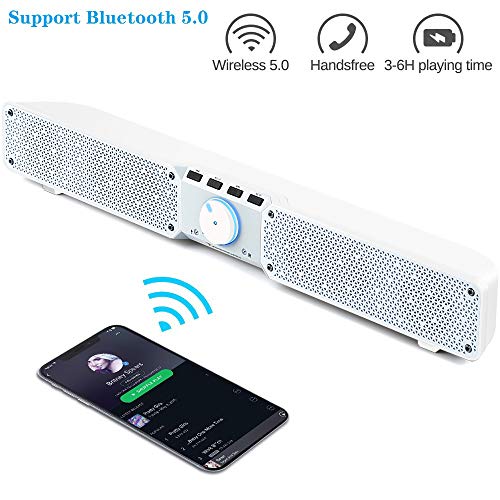 Bluetooth Speaker, 20W Speakers Bluetooth Wireless with Double Bass, Loud Surround Sound Small Party Speaker, Built in Mic, AUX, TF Card, USB, Portable for Home Yoga Camping (White)