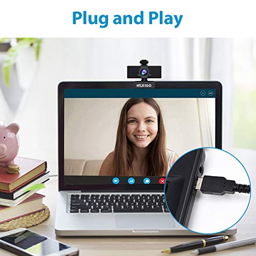 N60 1080P Web Camera, HD Webcam with Microphone, Software Control & Privacy Cover, USB Computer Camera, 110-degree FOV, Plug and Play, for Zoom/Skype/Teams, Conferencing and Video Calling