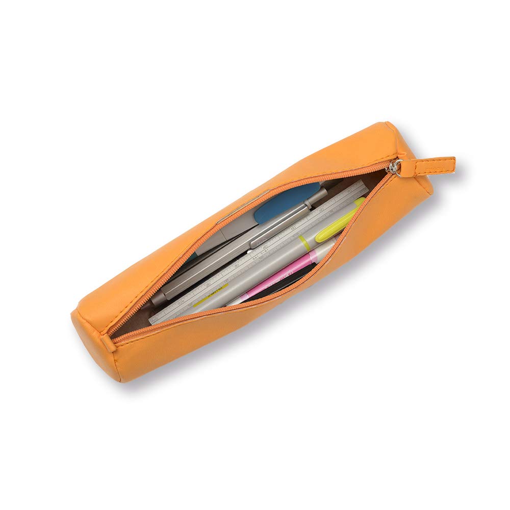 Orange Round Pencil Case, 21.5 x 5.5 cm