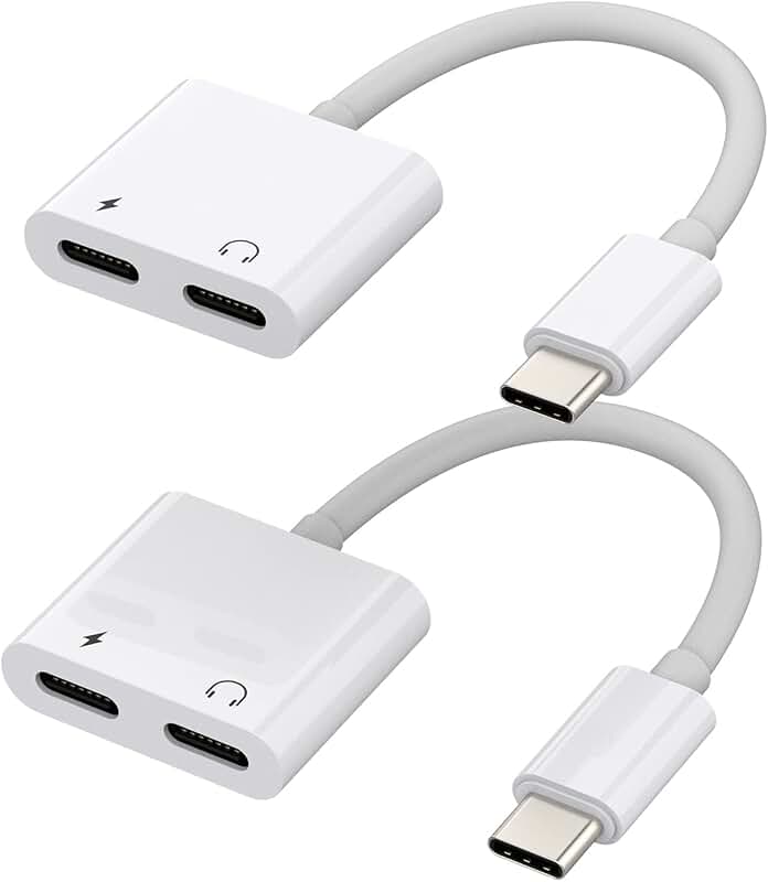 Dual USB-C Headphone Adapter 2 Pack