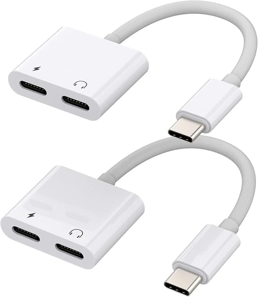 Dual USB-C Headphone Adapter 2 Pack