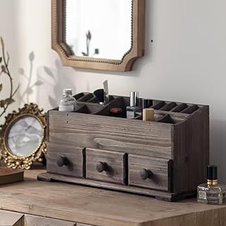 Rustic Wooden Organizer with 13 Compartments and 3 Drawers