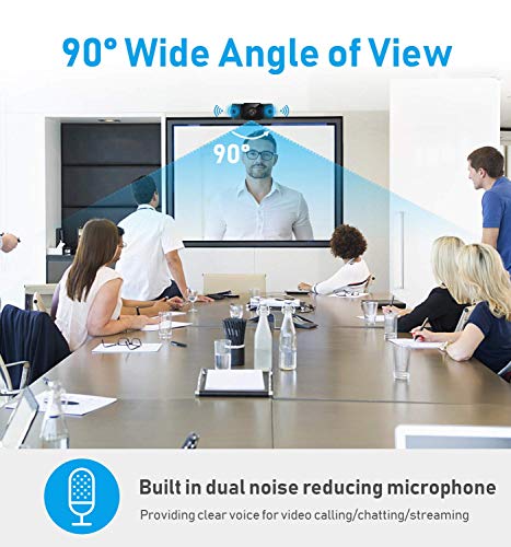 2K Webcam with Microphone, New Upgraded 2048 x 1080 FHD Computer Camera, Plug and Play,90 Wide Angle USB Camera for Computer PC Laptop Zoom Skype Meeting Video Calling Conferencing Games