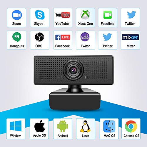 1080P Webcam with Microphone, USB 2.0 Desktop Laptop Computer Web Camera with Auto Light Correction, Plug and Play, for Windows Mac OS, for Video Streaming, Conference, Gaming, Online Classes