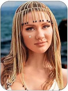 Gold Egyptian Tassel Beaded Head Chain for Women