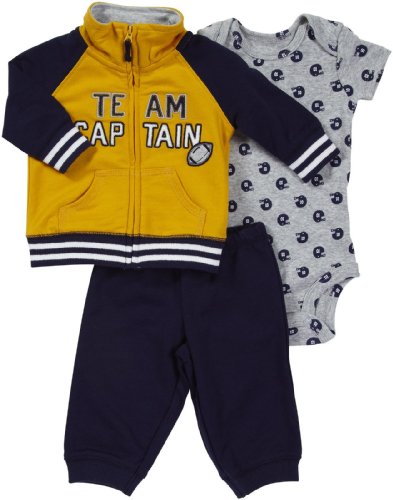 Carter s French Terry Cardigan - Navy Yellow Team Captain- 3 Months