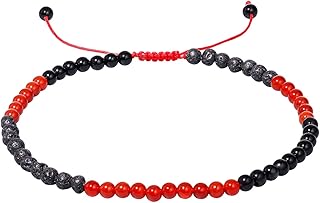 Women’s Healing Crystal Anklet with Lava Rock and Obsidian