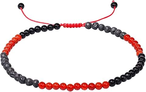 Women’s Healing Crystal Anklet with Lava Rock and Obsidian