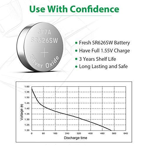 10 Pack SR626SW 377 Watch Battery,Long-Lasting & Leak-Proof,High Capacity Silver Oxide 1.55V Button Cell Batteries for Watch