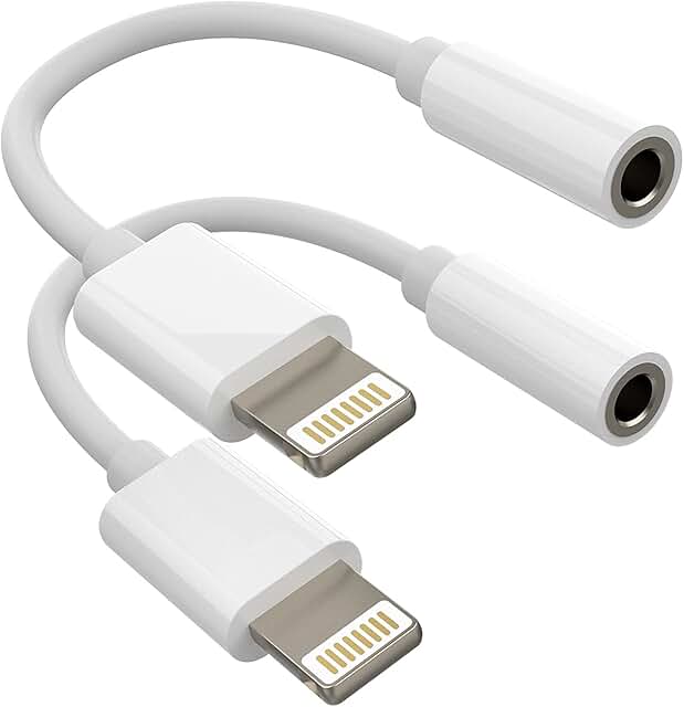 2 Pack Lightning to 3.5mm AUX Adapter for iPhone and iPad