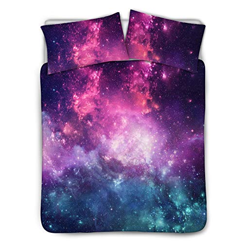 axy Duvet Cover Twin Size Purple Sky Outer Space Bedding Sets of 3pcs for Women Girl Bed Quilt Cover Set with 2 Pillowcases Bedroom Decor, Soft Comfortable