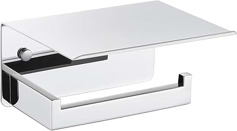 Wall-Mounted Toilet Paper Holder with Phone Shelf