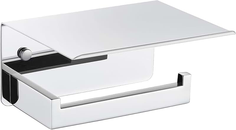 Wall-Mounted Toilet Paper Holder with Phone Shelf