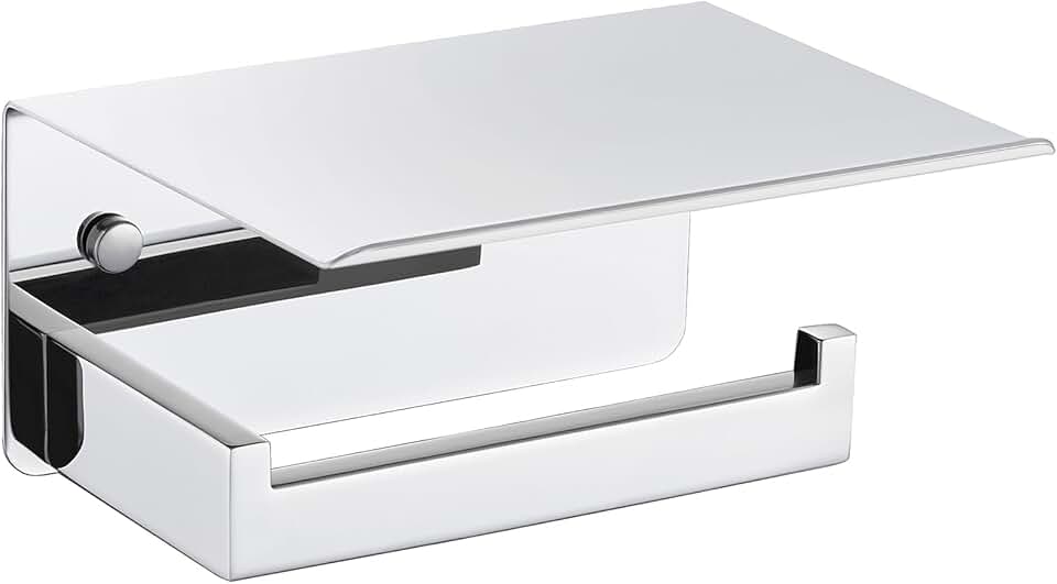 Wall-Mounted Toilet Paper Holder with Phone Shelf