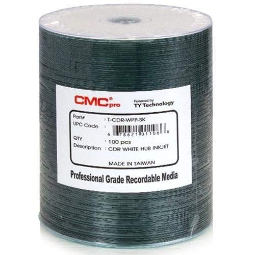 White Inkjet Hub-Printable, 100 Disc Tape Wrap