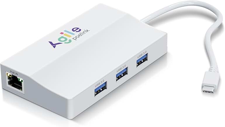 PoE to USB-C Hub with Ethernet and USB 3.0