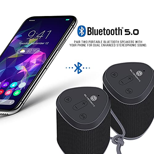 Bluetooth Speaker Portable Wireless Waterproof, from , Loud Crystal Clear Stereo Sound, Rich Bass Subwoofer, Built-in Mic, IPX6 Rated Speakers, Perfect for Pool, Shower, Home, Travel - Black