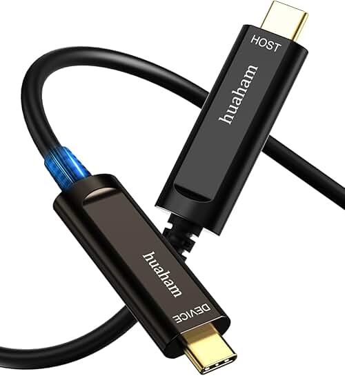 33FT USB C Fiber Optic Cable, 10Gbps, Slim and Long Distance