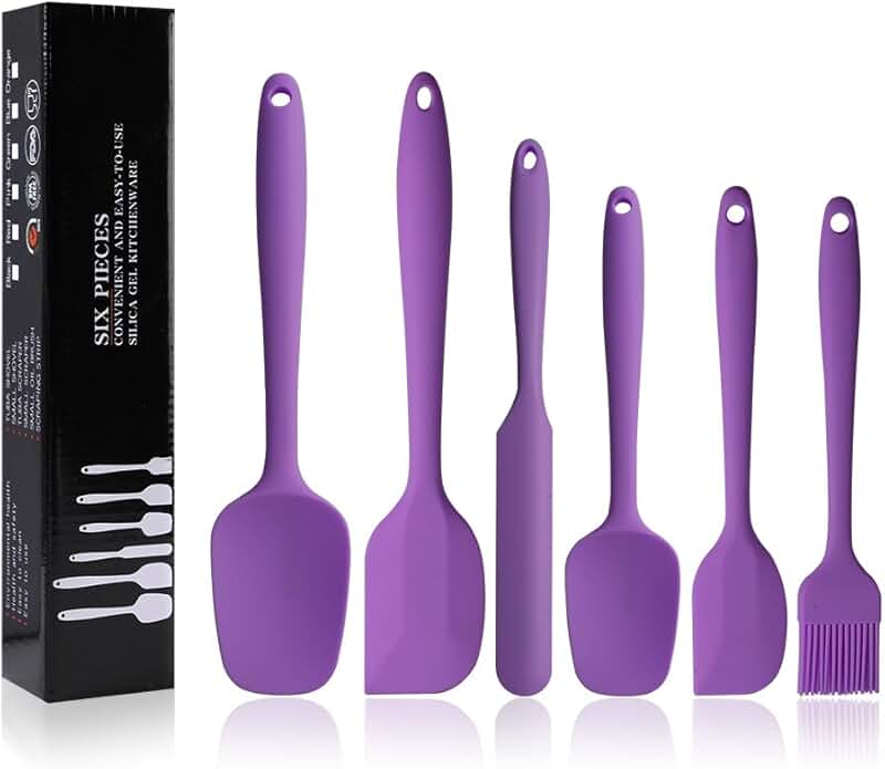 Purple Silicone Spatula Set for Baking and Cooking