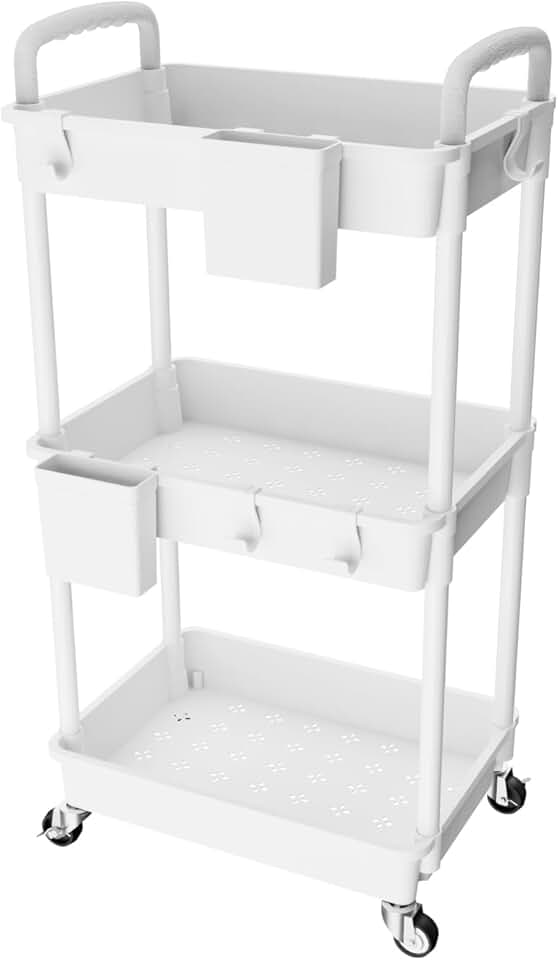 Three-Tier Rolling Storage Cart with Handle