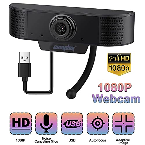 1080P Webcam with Microphone,  USB 2.0 Desktop Laptop Computer Web Camera with Auto Light Correction, Plug and Play, for Windows Mac OS, for Video Streaming, Conference, Gaming, Online Classes