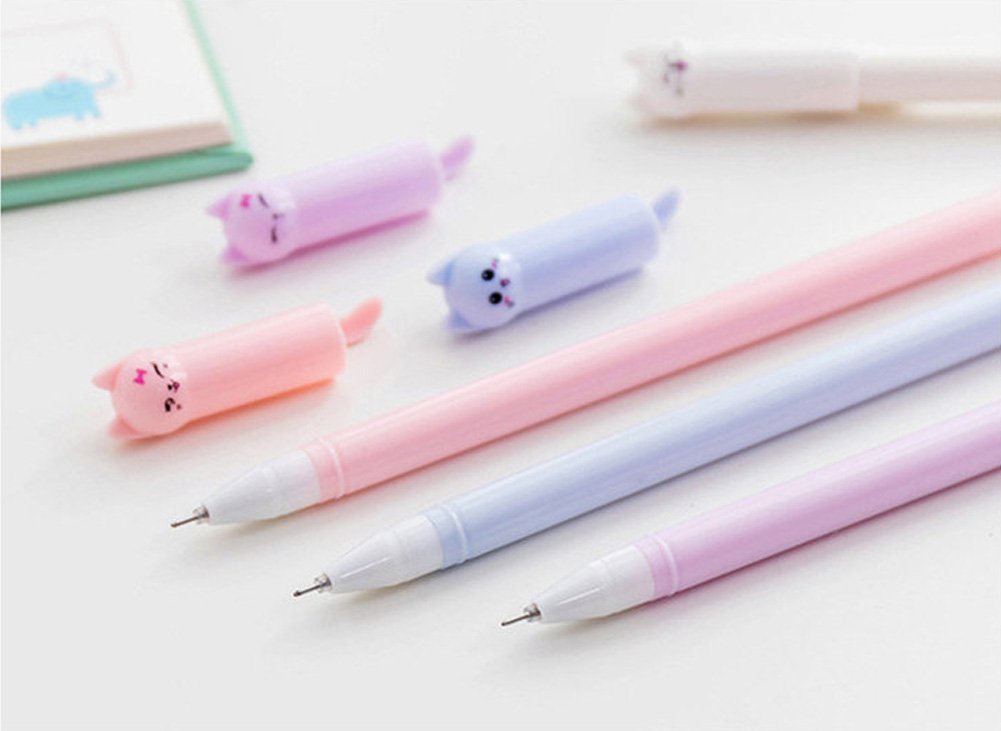 Cute Cat Gel Pens for School and Office, 6 Pack