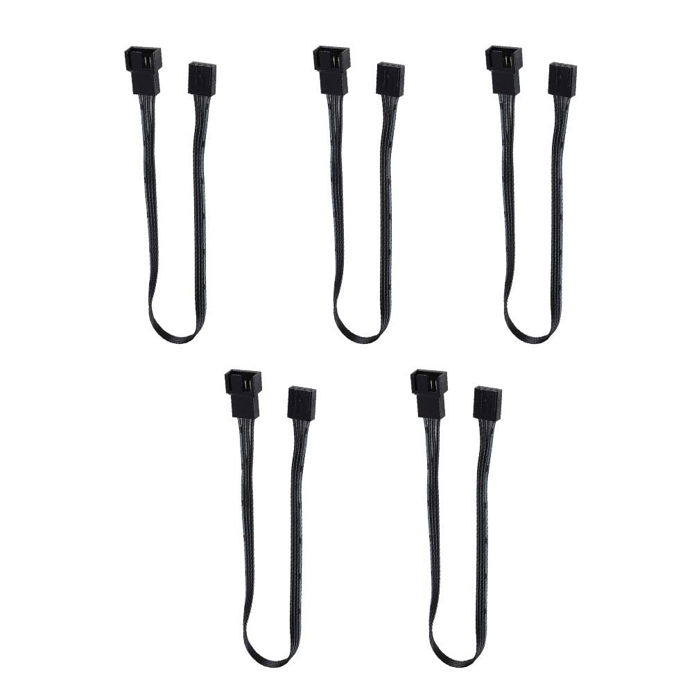 Black 4-Pin Power Extension Cable for PC Fans, 5 Pack