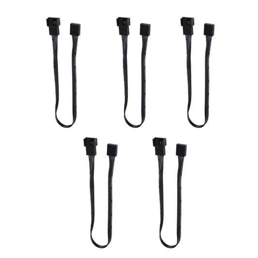 Black 4-Pin Power Extension Cable for PC Fans, 5 Pack