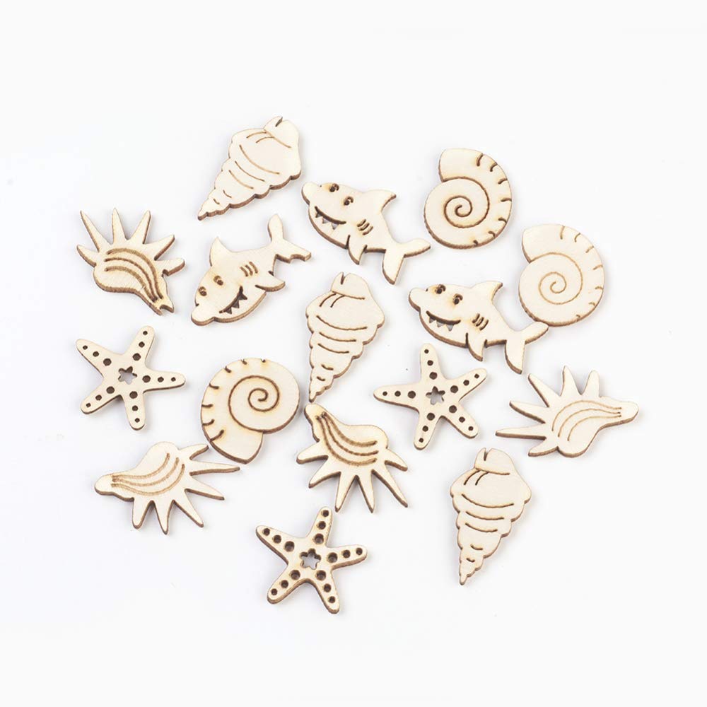 100 Laser Cut Sea Animal Wood Ornaments Set