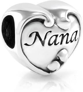 Heart-Shaped Silver Nana Bead Charm