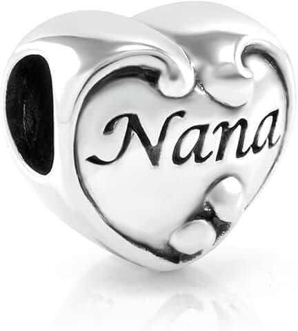 Heart-Shaped Silver Nana Bead Charm