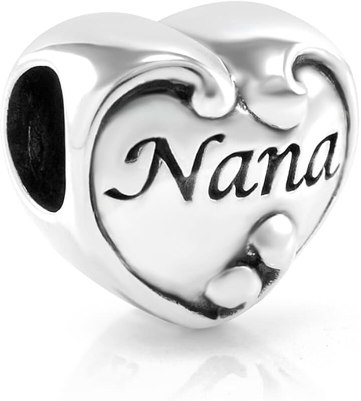 Heart-Shaped Silver Nana Bead Charm