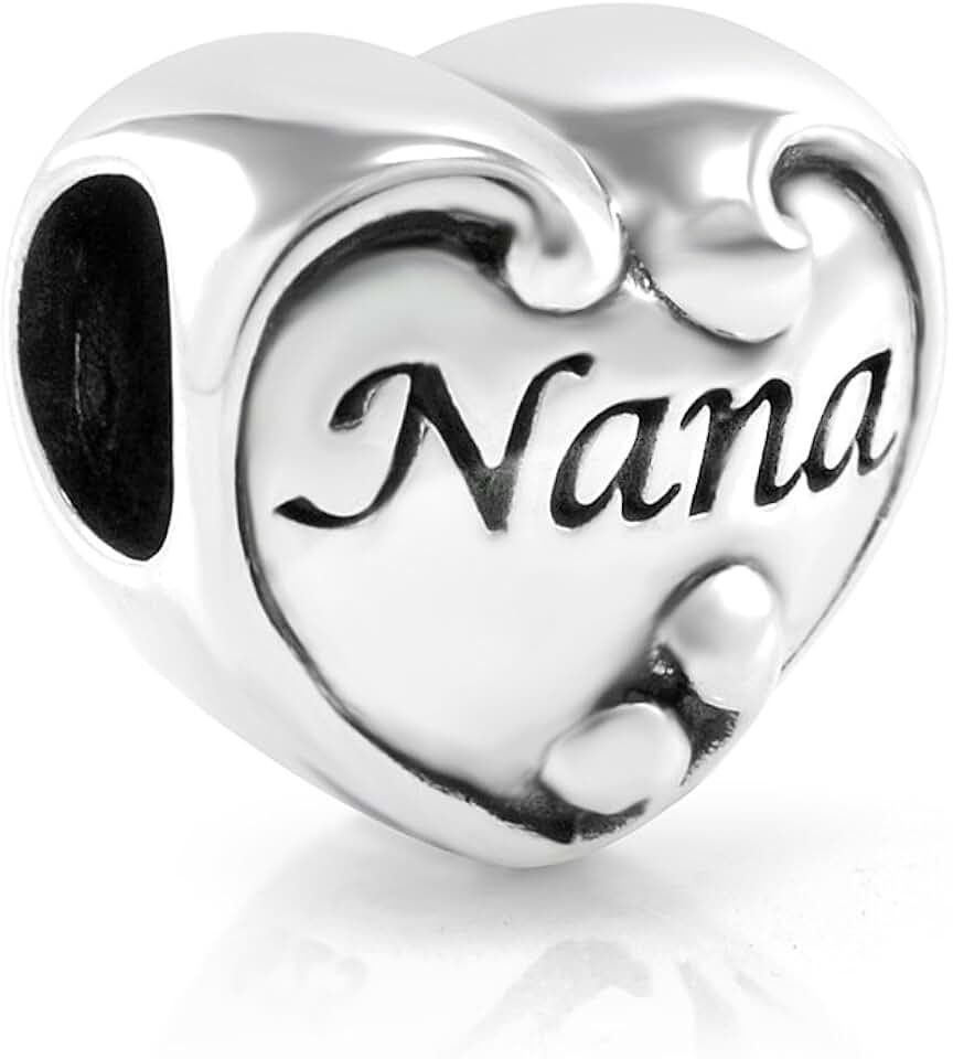 Heart-Shaped Silver Nana Bead Charm