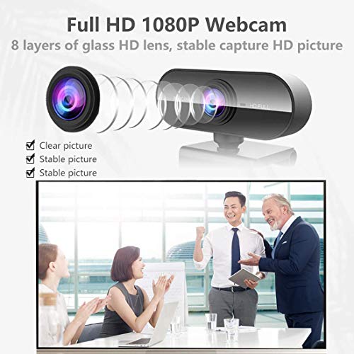 Full HD 1080P Webcam, with Noise Reduction Microphone, Plug and Play USB Webcam, Live Streaming Camera, for Laptop/PC/Mac, Online Learning, Video Calling and Conferencing