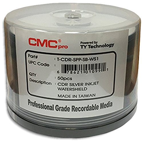 (Powered by ) Watershield Glossy Silver Pearl Inkjet Hub 52X 80-Min CD-R'S 100-Pak