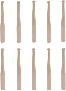 Set of 10 Miniature Wooden Baseball Bats for Crafts and Decor