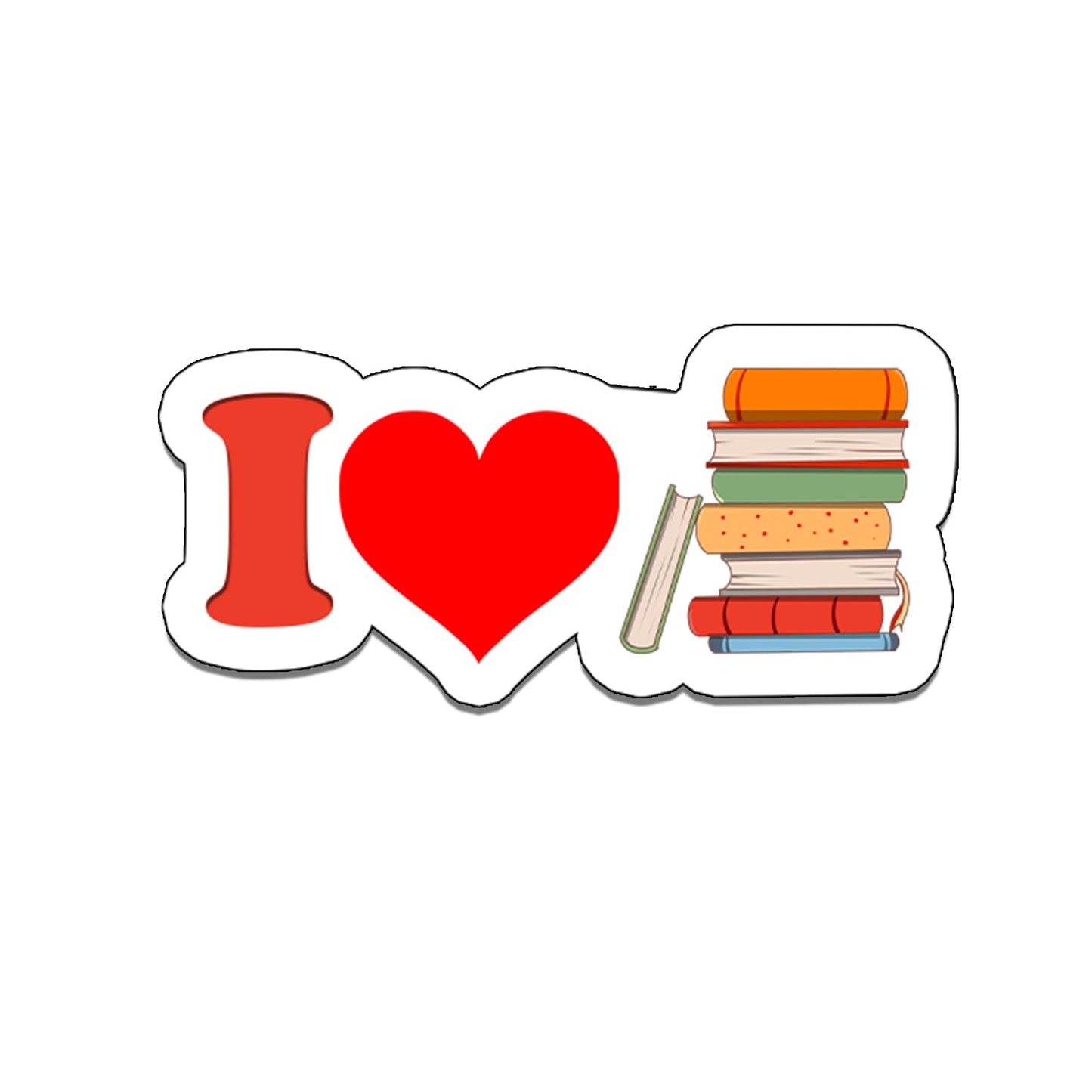 Cute I Love Reading Book Stickers, Waterproof Vinyl, 5pcs