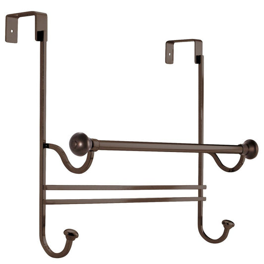 York Over the Bathroom Shower Door Bath Towel Bar with Hooks  Bronze