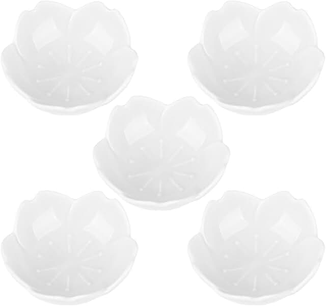 Set of 5 White Cherry Blossom Dish Plates