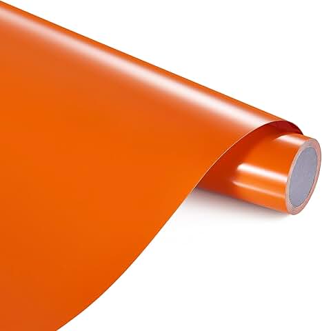 Orange permanent adhesive vinyl for DIY projects, 13x10ft