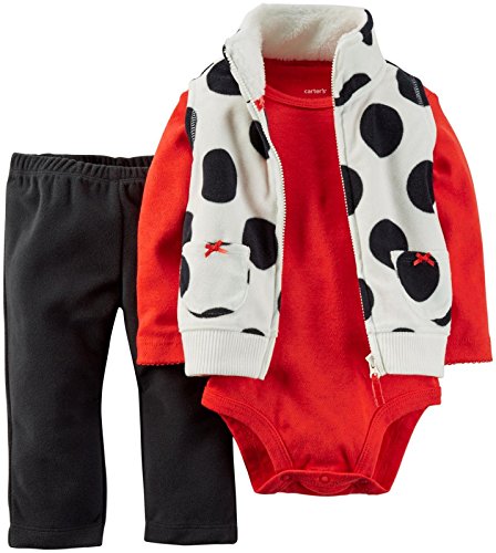 Baby Girls' 3 Piece Micro Vest Set (Baby) - Black/Red - 3 Months