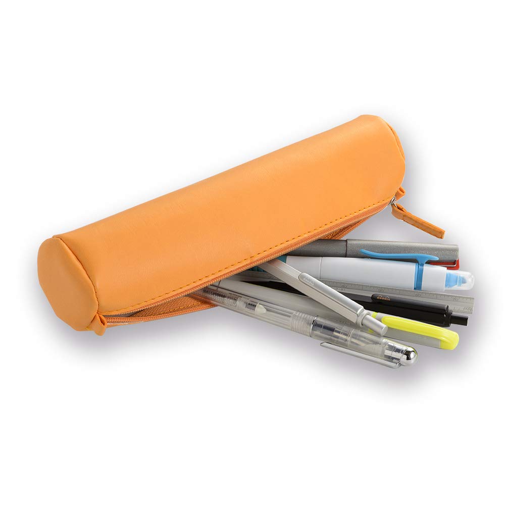 Orange Round Pencil Case, 21.5 x 5.5 cm