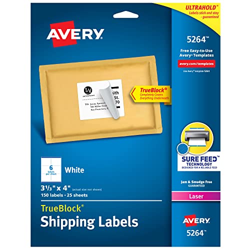 Shipping address labels for laser printers, 150 white labels