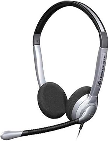 Binaural Headset with Microphone, Silver