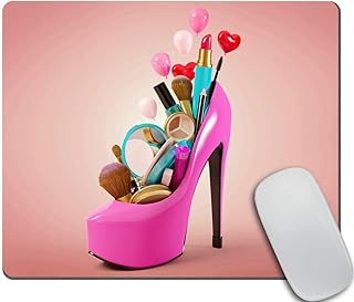 Cute Pink Cat Shoe Print Mousepad for Desk Decor