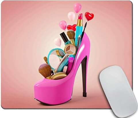 Cute Pink Cat Shoe Print Mousepad for Desk Decor