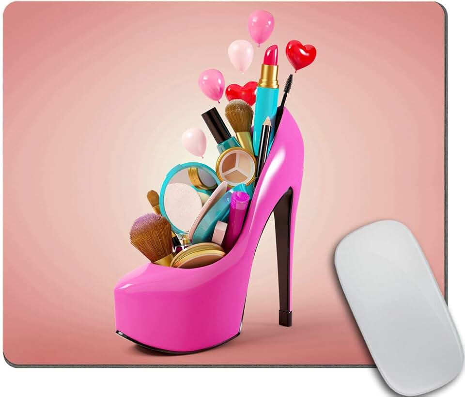 Cute Pink Cat Shoe Print Mousepad for Desk Decor